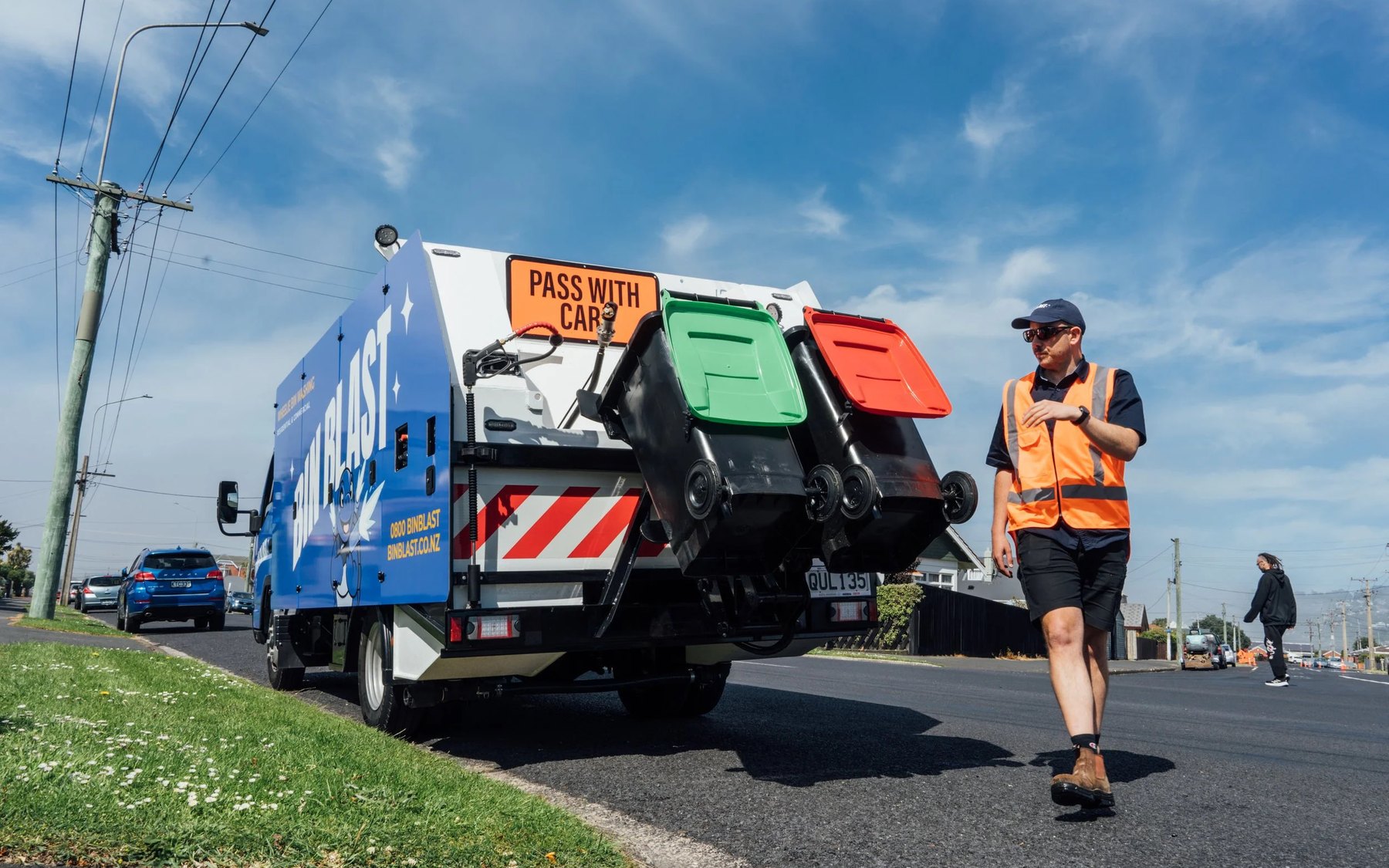 Blair out on the truck in Dunedin, running the job the site now books for him