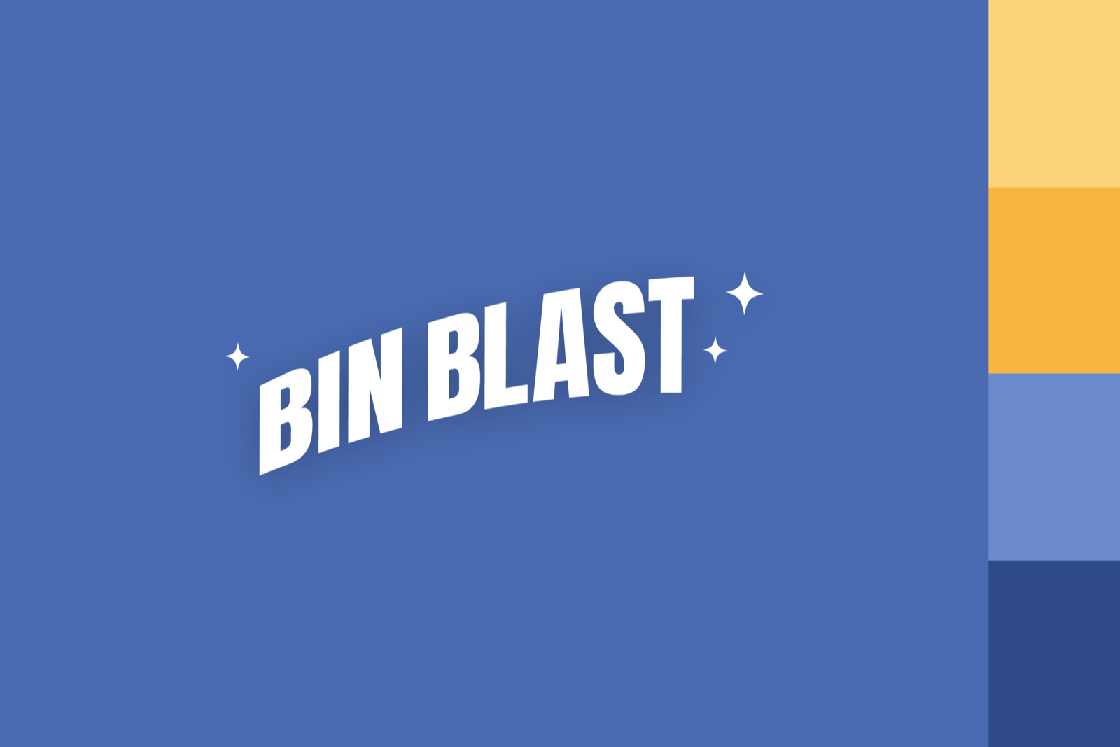 The redesigned Bin Blast site on the same brand palette