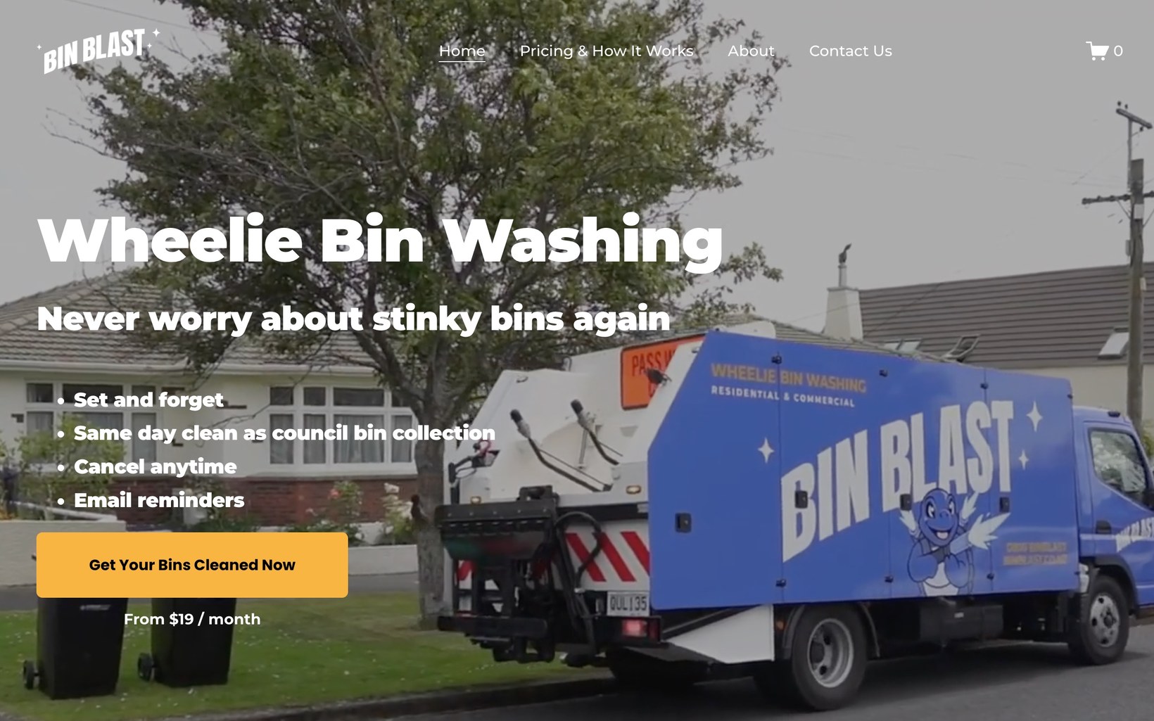 The previous Bin Blast website