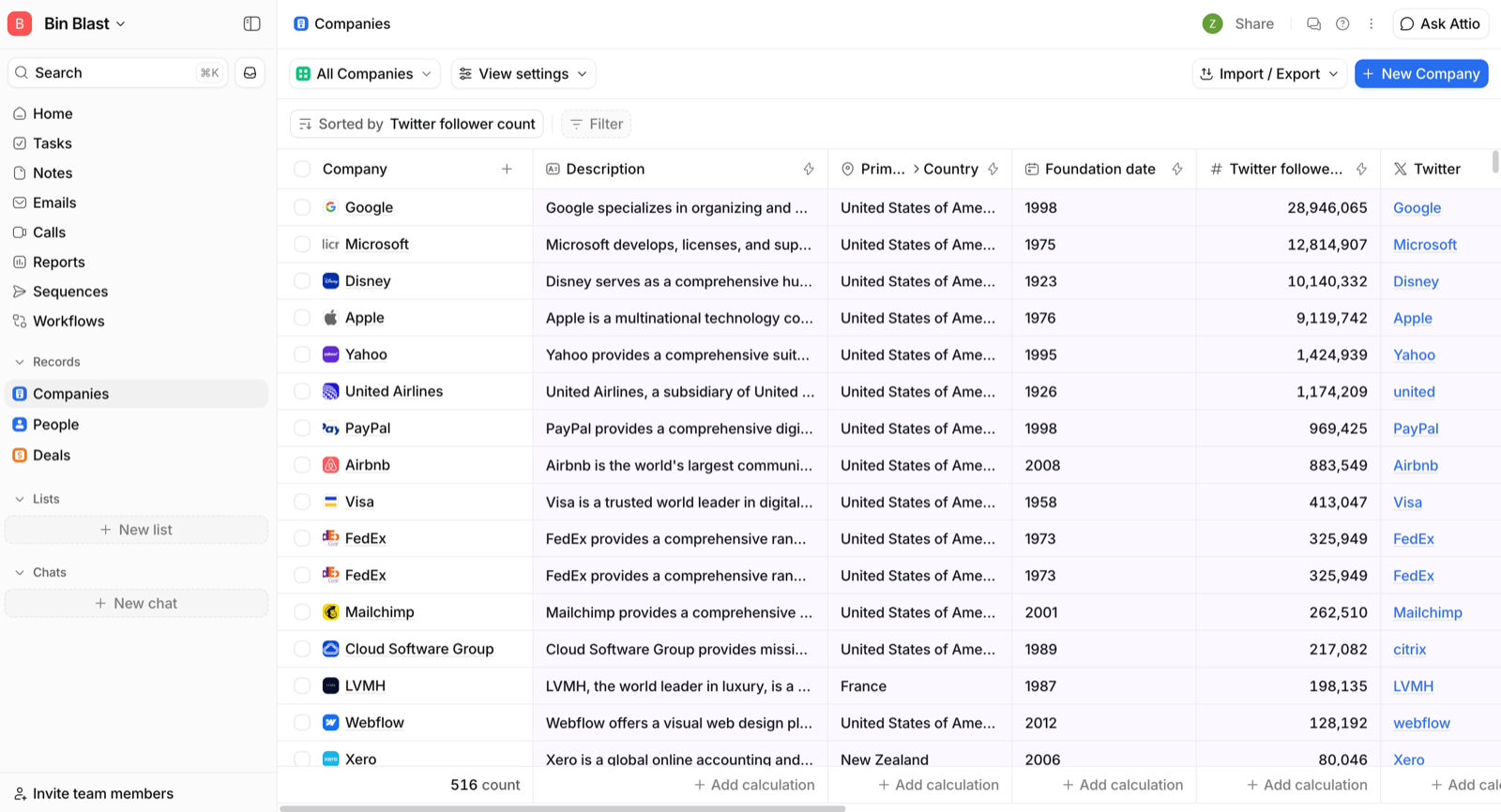 Attio CRM populated from the booking form